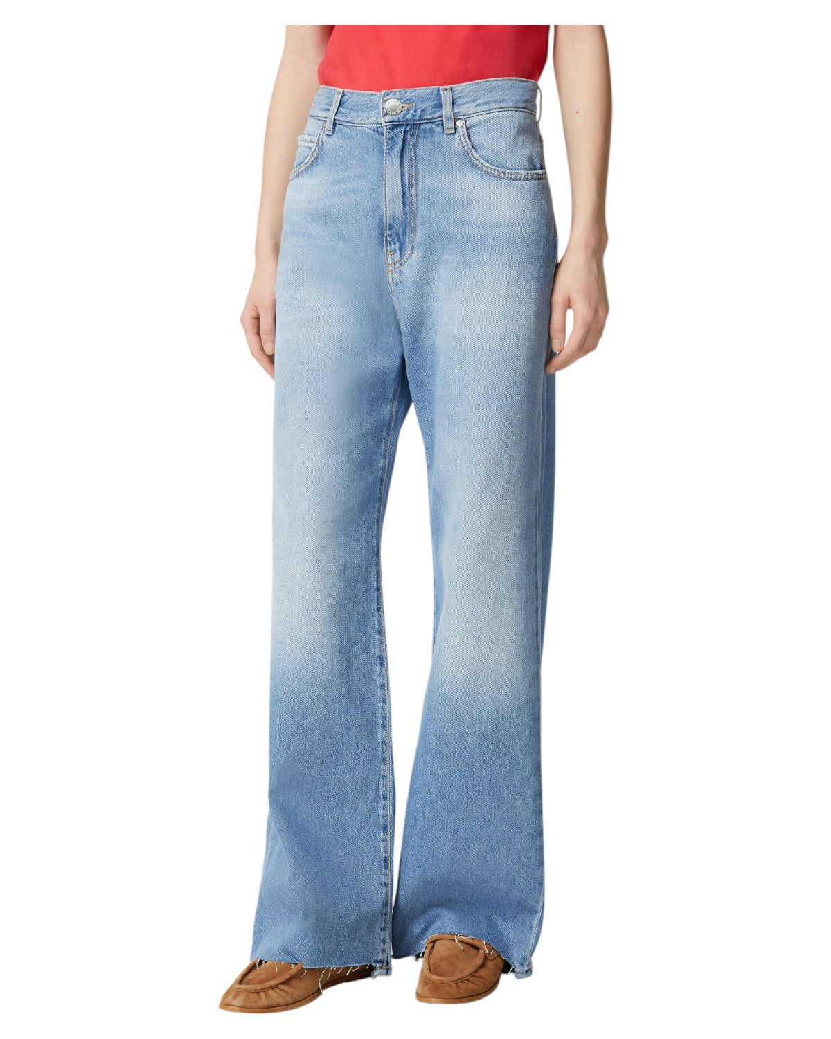 Jeans Palazzo in Denim Soft Touch - Vita Alta e Gamba Ampia-Pinko-Jeans-Vittorio Citro Boutique