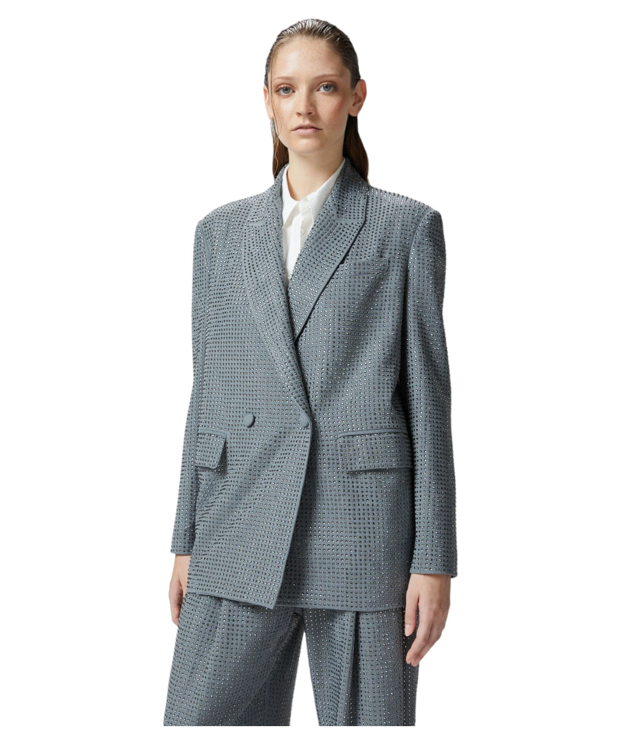 Blazer Deledda Oversize Doppiopetto con Strass-Pinko-Giacche-Vittorio Citro Boutique