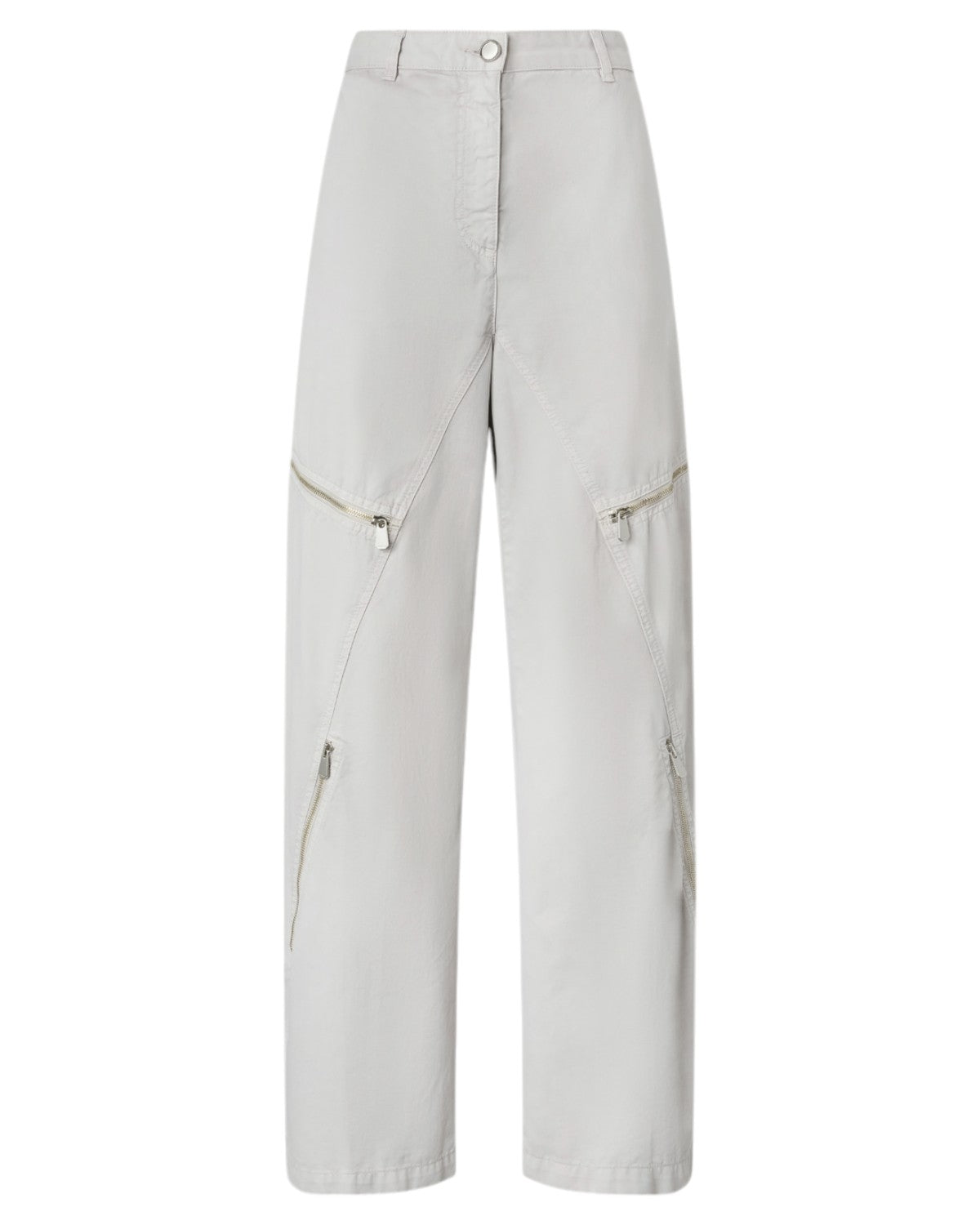 Pantaloni Larghi in Cotone Gabardina con Zip Metalliche-Pinko-Pantaloni-Vittorio Citro Boutique