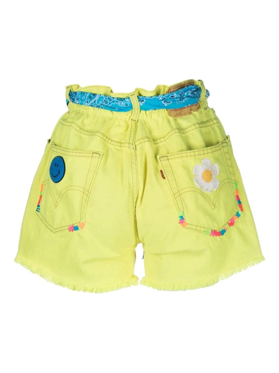 shorts in denim con cintura e motivo ricamato-Mc2 Saint Barth-Shorts-Vittorio Citro Boutique