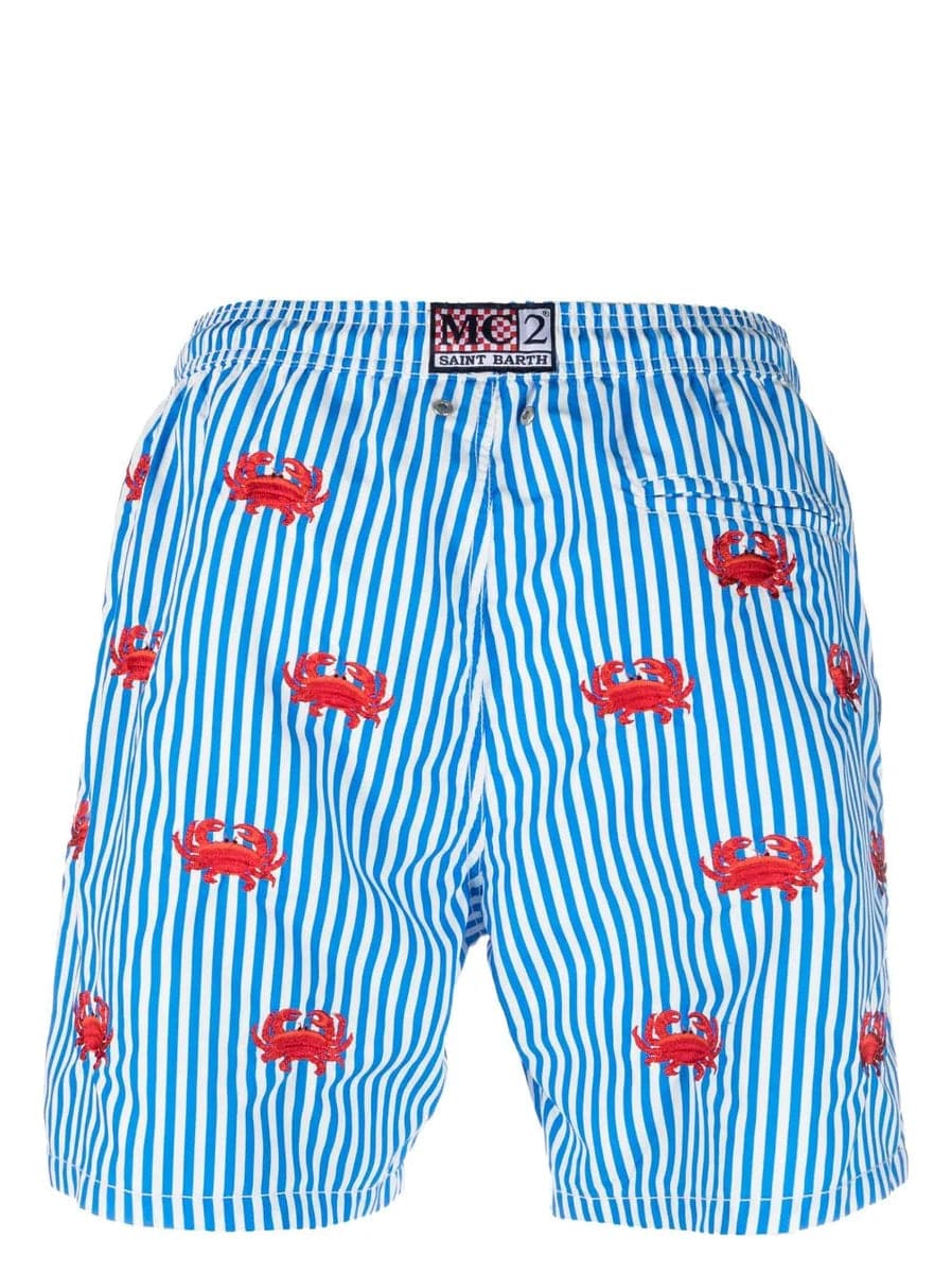 Shorts a righe con ricamo-Mc2 Saint Barth-Costumi da bagno-Vittorio Citro Boutique