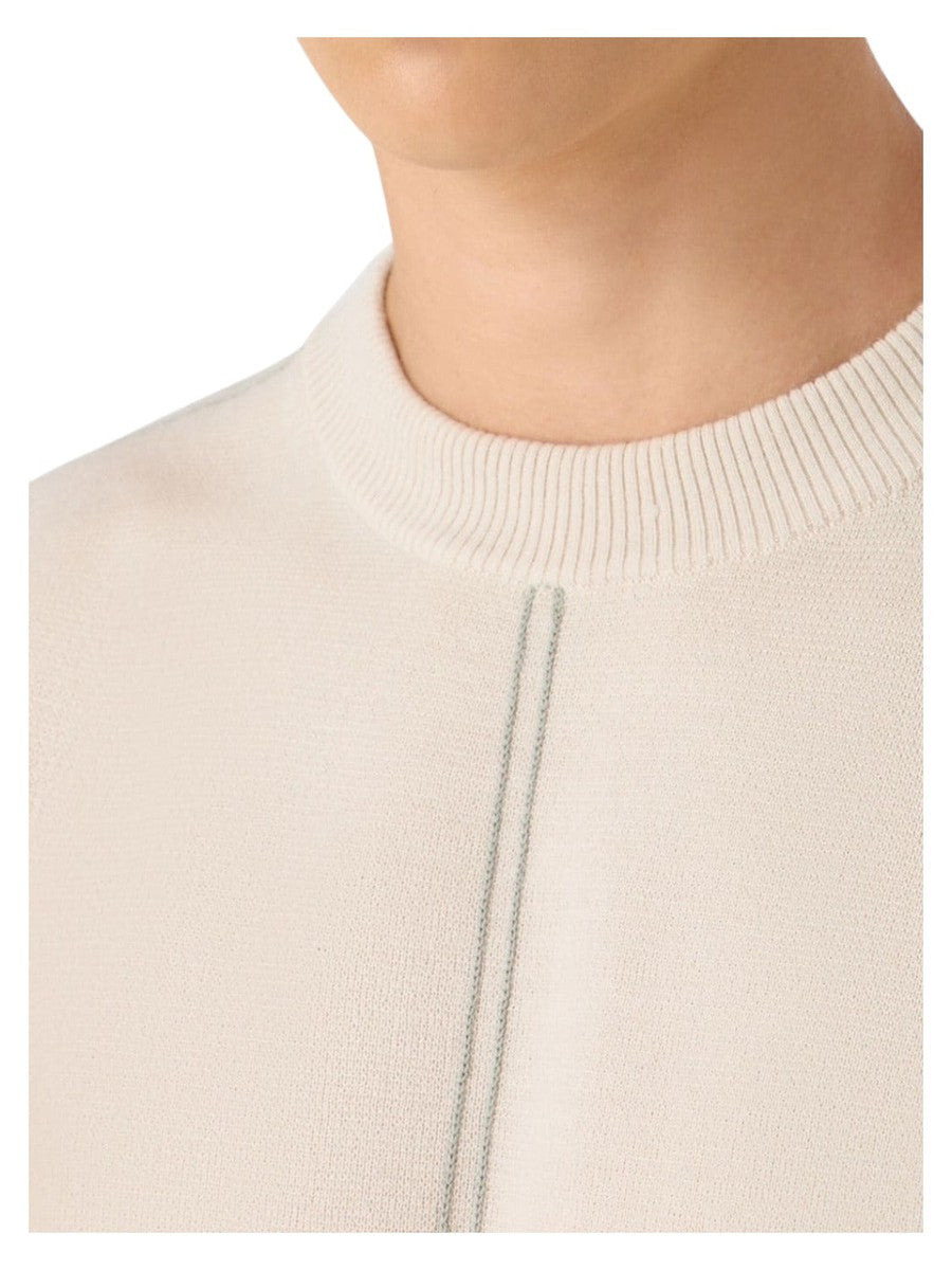 Maglione in misto lana vergine punto stoffa con righe jacquard effetto cordino-Emporio Armani-Maglieria-Vittorio Citro Boutique
