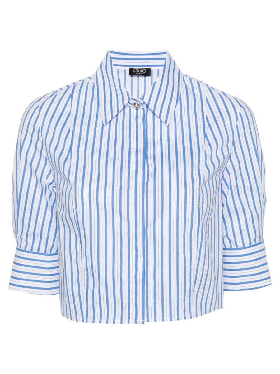 Camicia Crop a Righe in Cotone-Liu-Jo-Camicie-Vittorio Citro Boutique