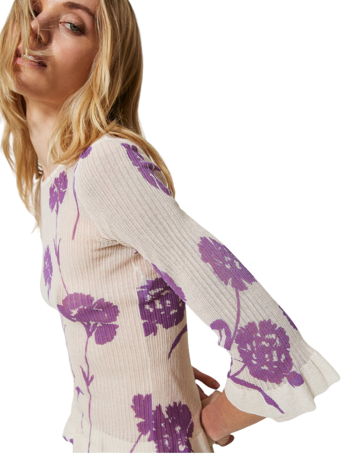 Maglia fitted stampata a fiori-Twinset-T-shirt-Vittorio Citro Boutique
