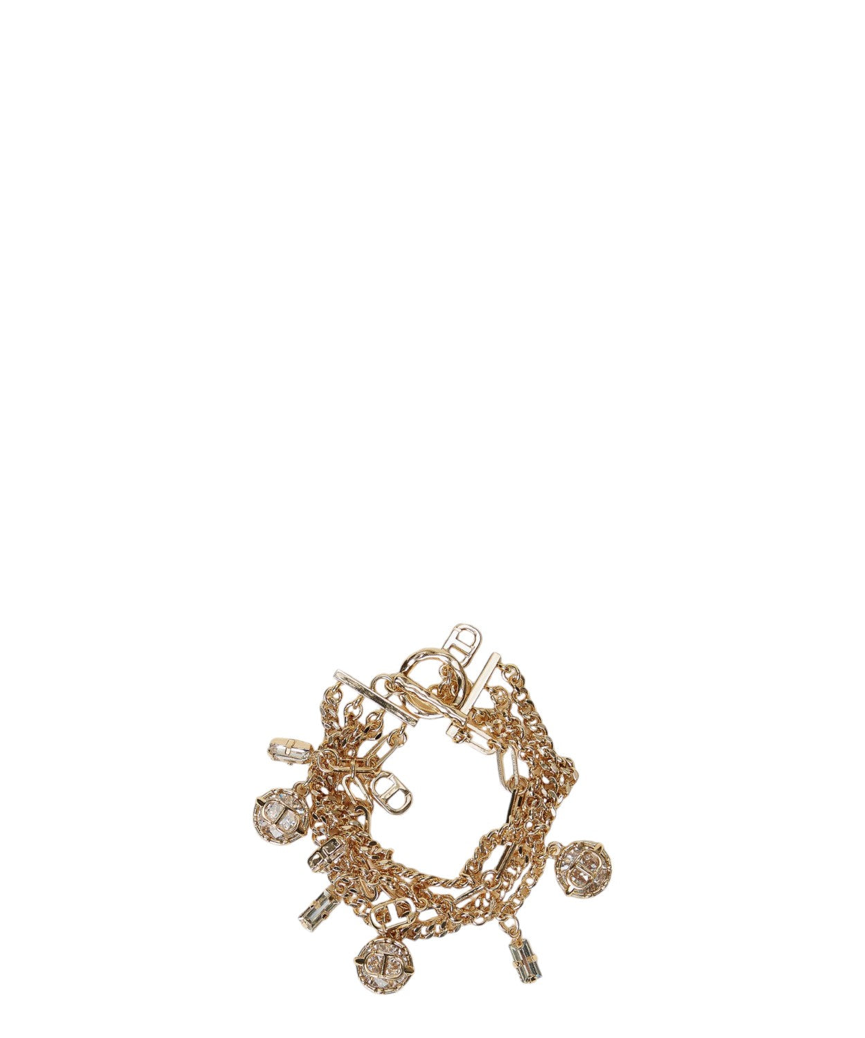 Bracciale Multifilo con Pendenti Oval T e Strass-Bracciali-Twinset-Vittorio Citro Boutique