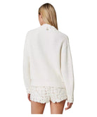 Maglia in Misto Lana con Ricamo Floreale a Crochet-Maglieria-Twinset-Vittorio Citro Boutique