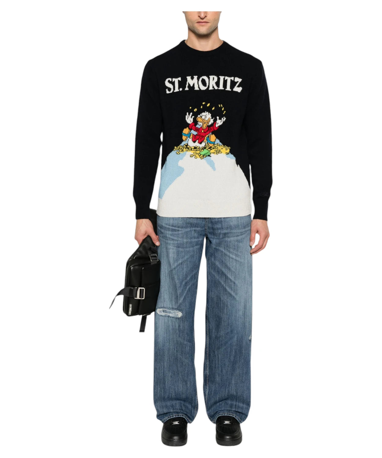 Maglione Heron x Disney Blu Notte con Motivo Jacquard-Mc2 Saint Barth-Maglieria-Vittorio Citro Boutique