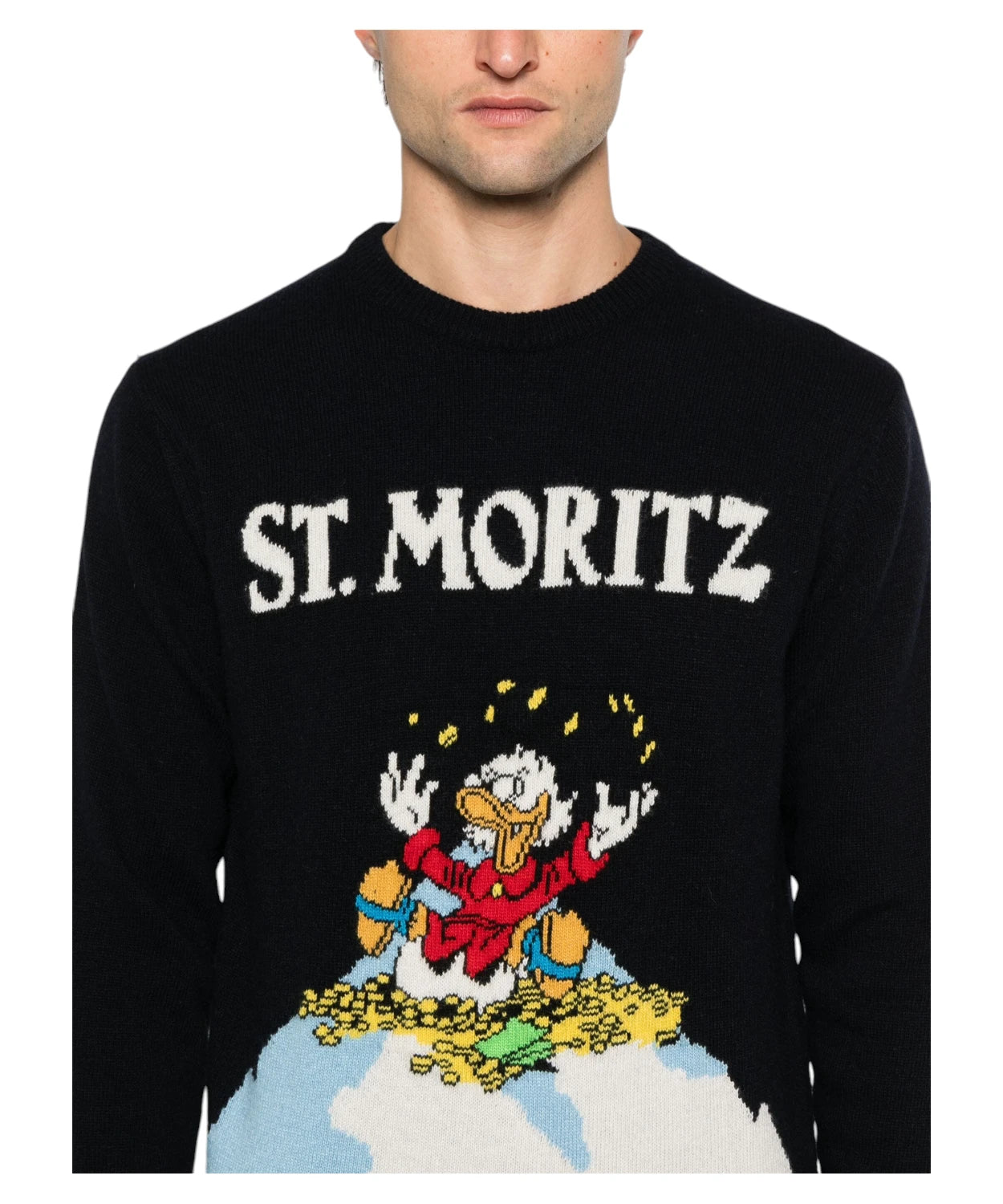 Maglione Heron x Disney Blu Notte con Motivo Jacquard-Mc2 Saint Barth-Maglieria-Vittorio Citro Boutique