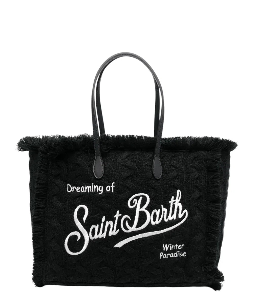 Borsa Vanity in maglia nera intrecciata-Mc2 Saint Barth-Borse a spalla-Vittorio Citro Boutique