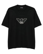 T-shirt Emporio Armani Nera con Logo Ricamato-T-shirt-Emporio Armani-Vittorio Citro Boutique