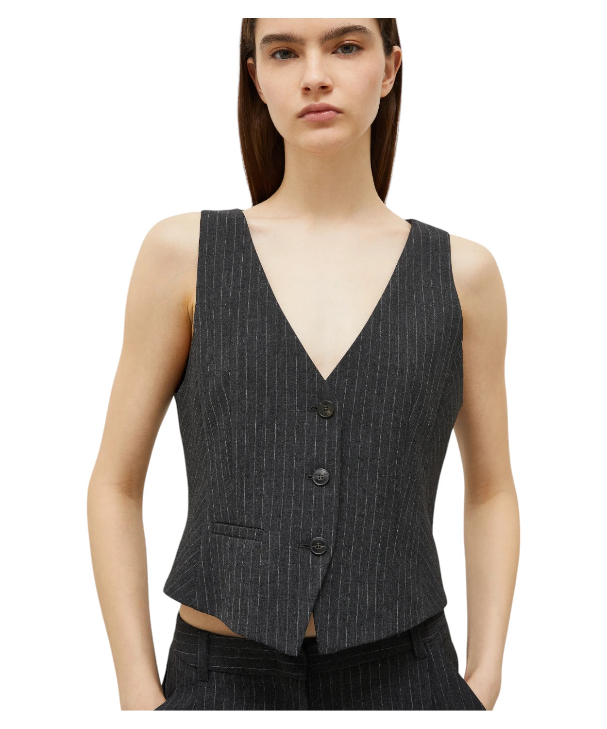 Gilet Corto Stretch Fiabe in Tela Gessata-Gilet-Marella-Vittorio Citro Boutique