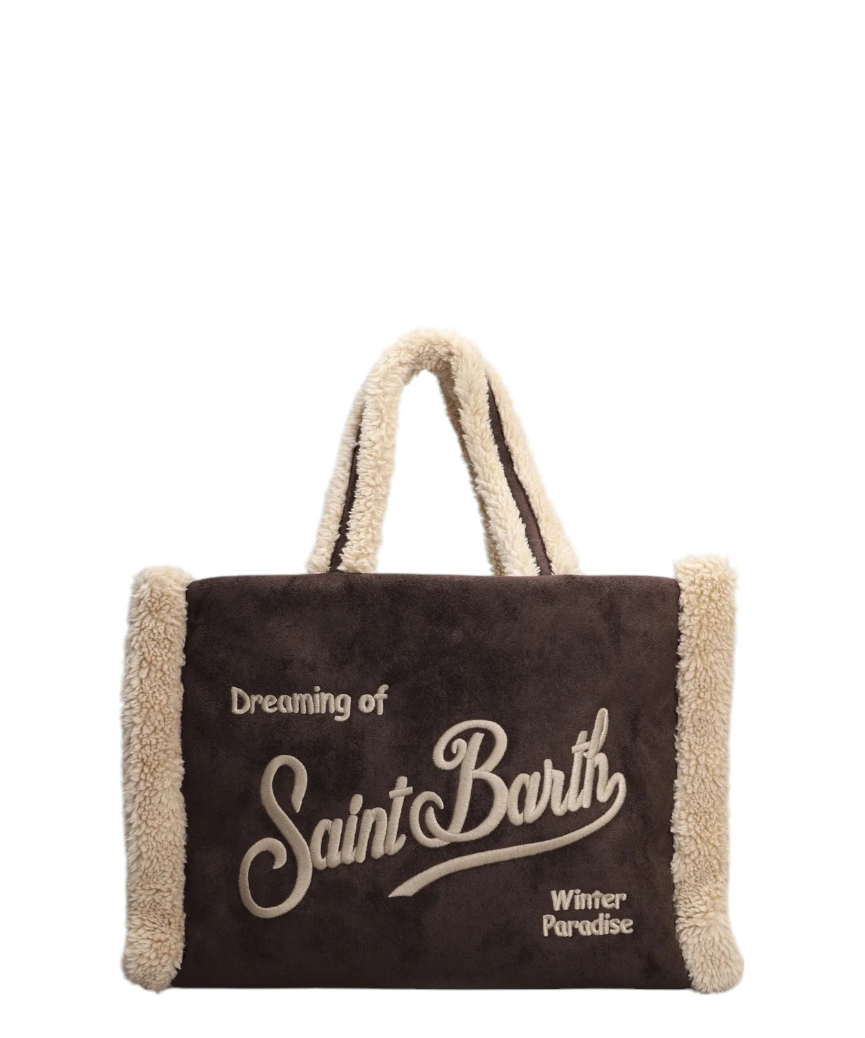 Borsa morbida marrone con logo ricamato Saint Barth-Mc2 Saint Barth-Borse a spalla-Vittorio Citro Boutique