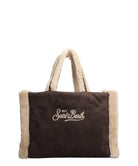 Borsa morbida marrone con logo ricamato Saint Barth-Mc2 Saint Barth-Borse a spalla-Vittorio Citro Boutique