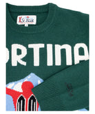 Maglia Girocollo Verde con Stampa Jacquard Cartolina Cortina-Mc2 Saint Barth-Maglieria-Vittorio Citro Boutique