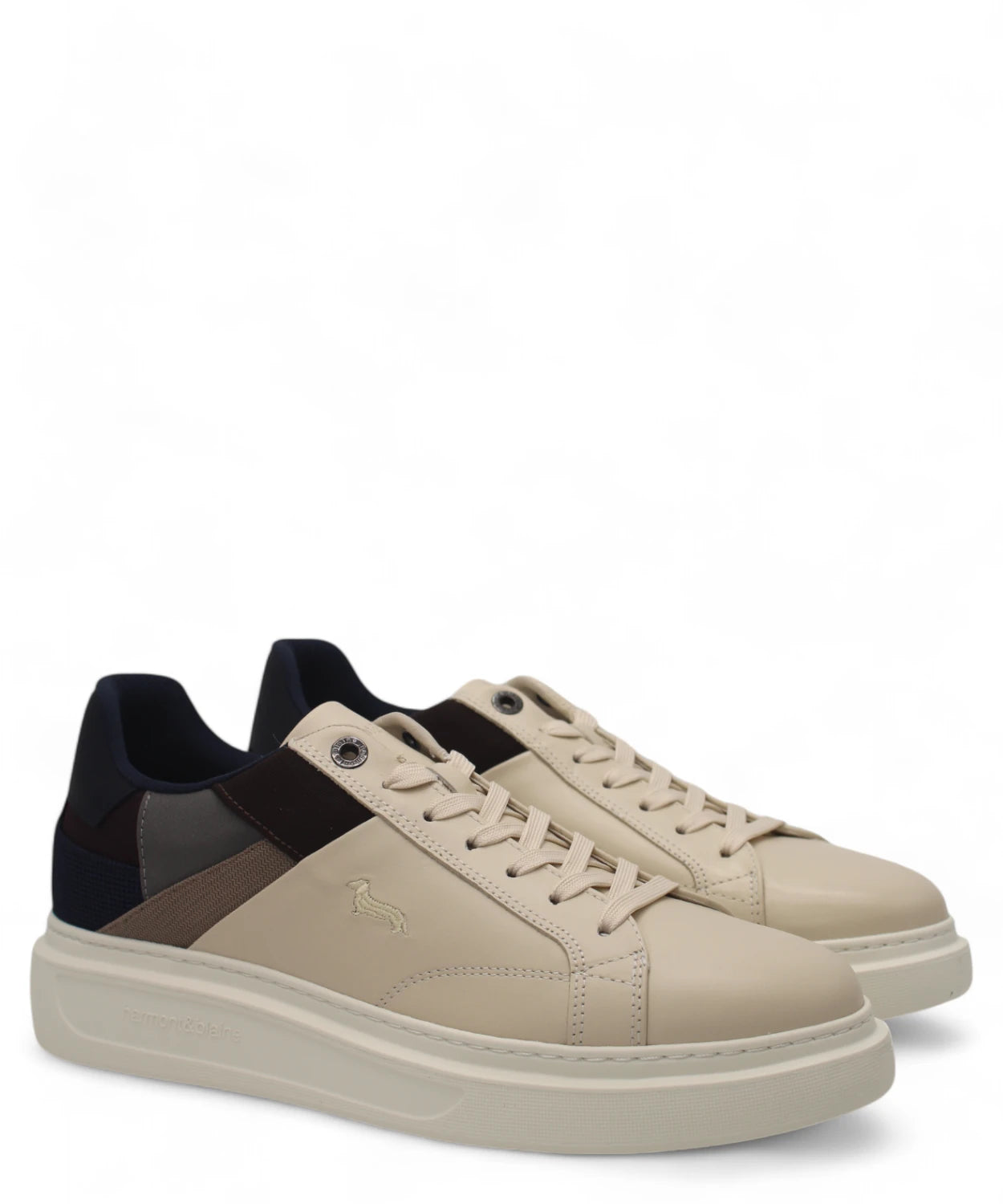 Sneakers in Pelle e Tessuto Beige Multicolore-Harmont&Blaine-Sneakers-Vittorio Citro Boutique