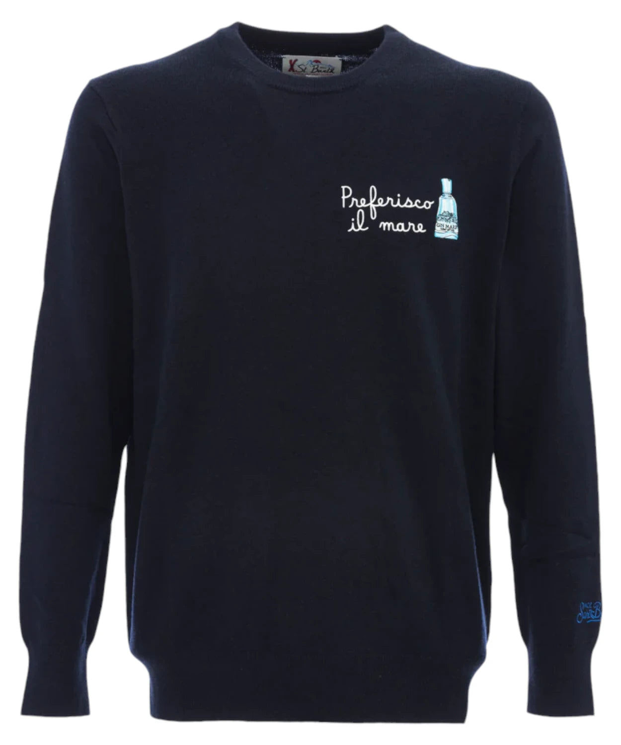 Maglione blu Girocollo "Preferisco Il Mare"-Mc2 Saint Barth-Maglieria-Vittorio Citro Boutique