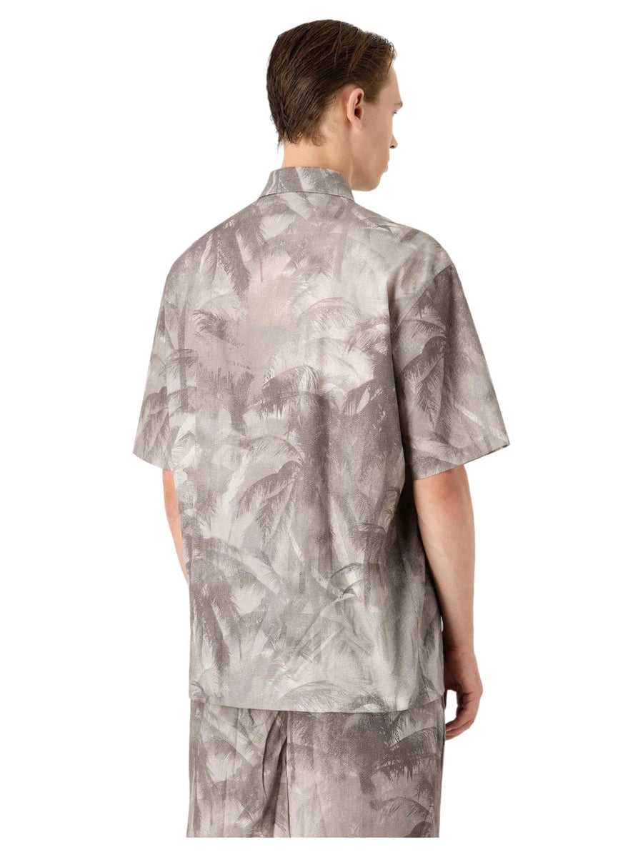 Camicia Oversize in Misto Lyocell con Stampa Palme-Camicie-Emporio Armani-Vittorio Citro Boutique