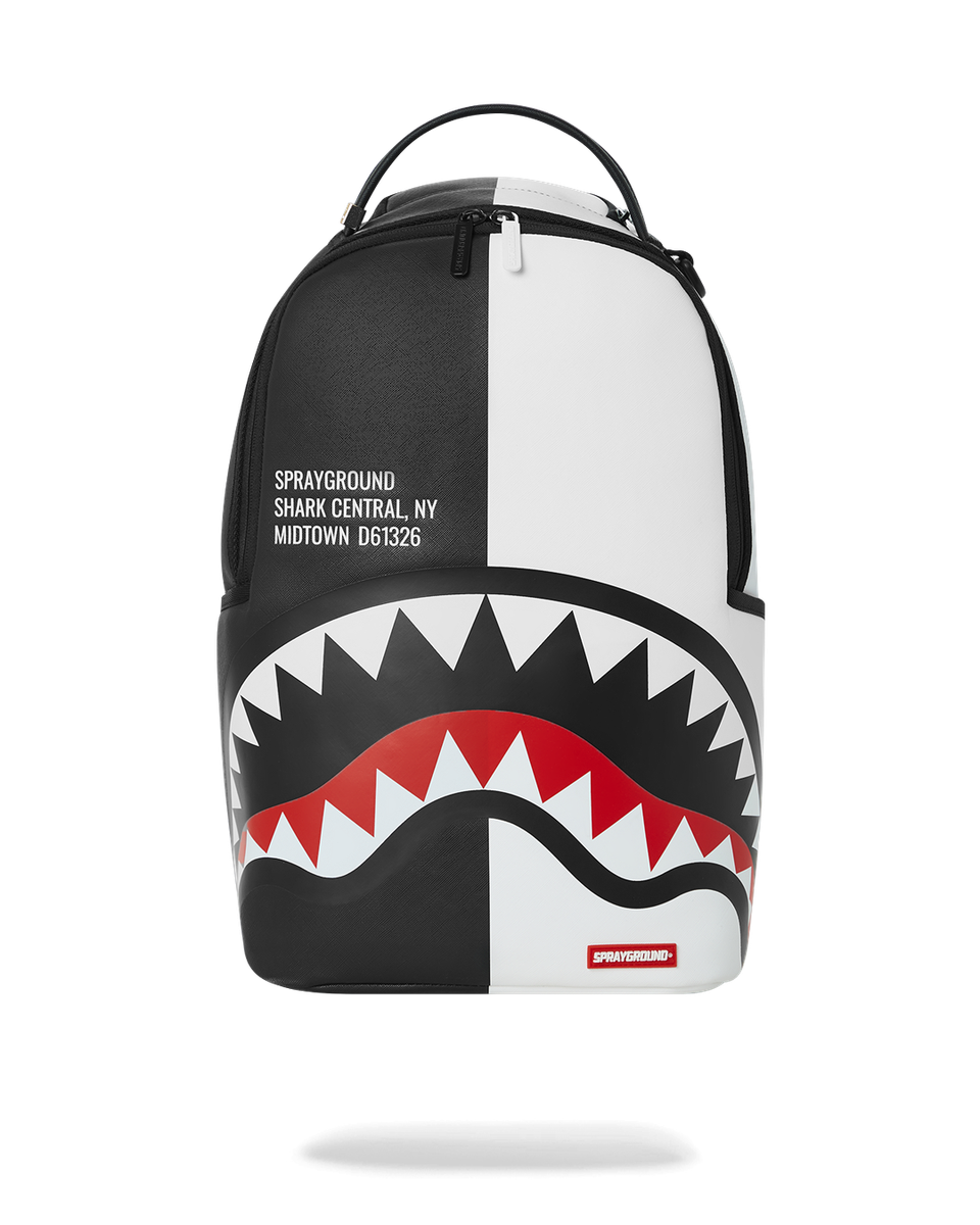 SHARK CENTRAL 2.0 SPLIT BLACK WHITE BACKPACK-Sprayground-Zaini-Vittorio Citro Boutique