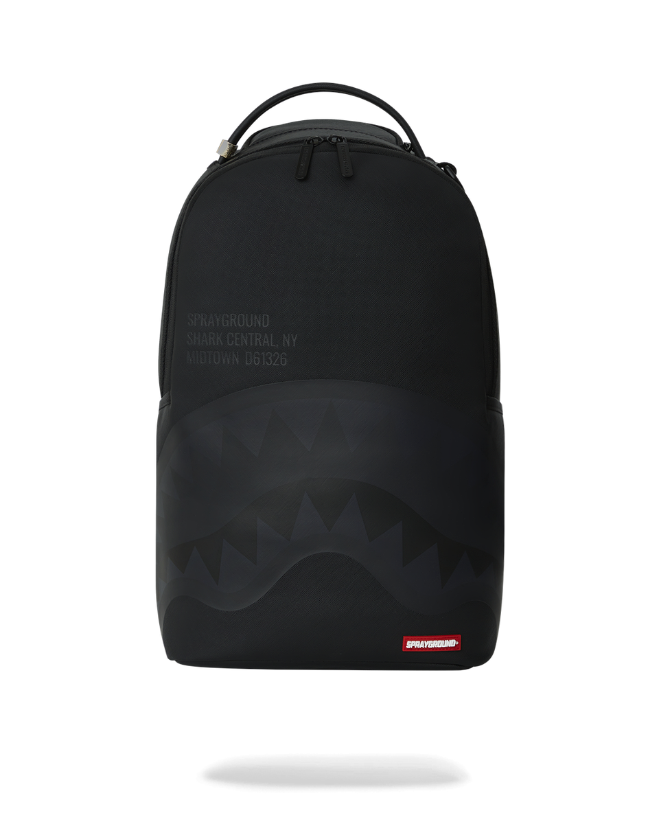 SHARK CENTRAL: 2.0: BLACK ON BLACK DLXSV BACKPACK-Sprayground-Zaini-Vittorio Citro Boutique