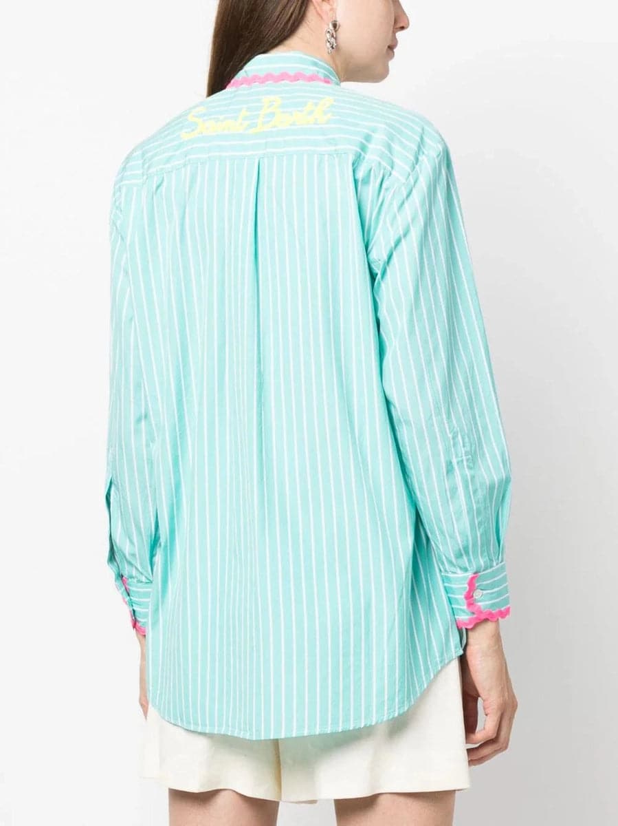 Camicia in cotone a righe con ricamo-Camicie-Mc2 Saint Barth-Vittorio Citro Boutique