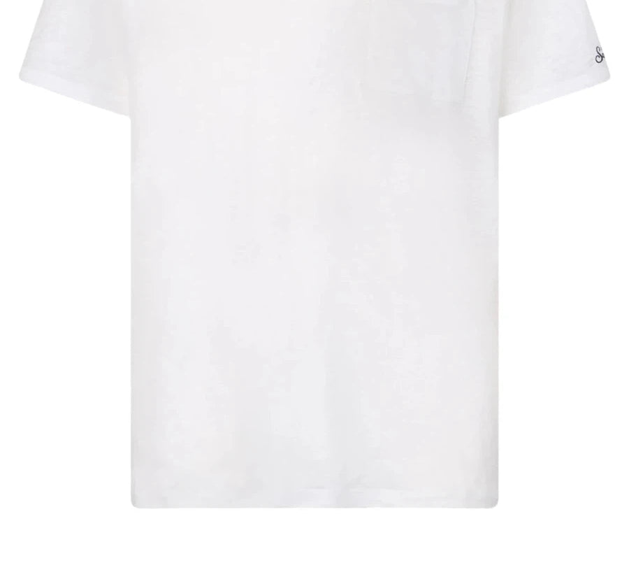 T-shirt Ecstasea in Lino Bianco Sporco con Taschino-T-shirt-Mc2 Saint Barth-Vittorio Citro Boutique