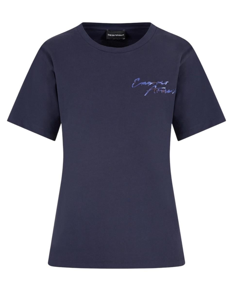 T-shirt in jersey con ricamo logo multicolor-Emporio Armani-T-shirt-Vittorio Citro Boutique