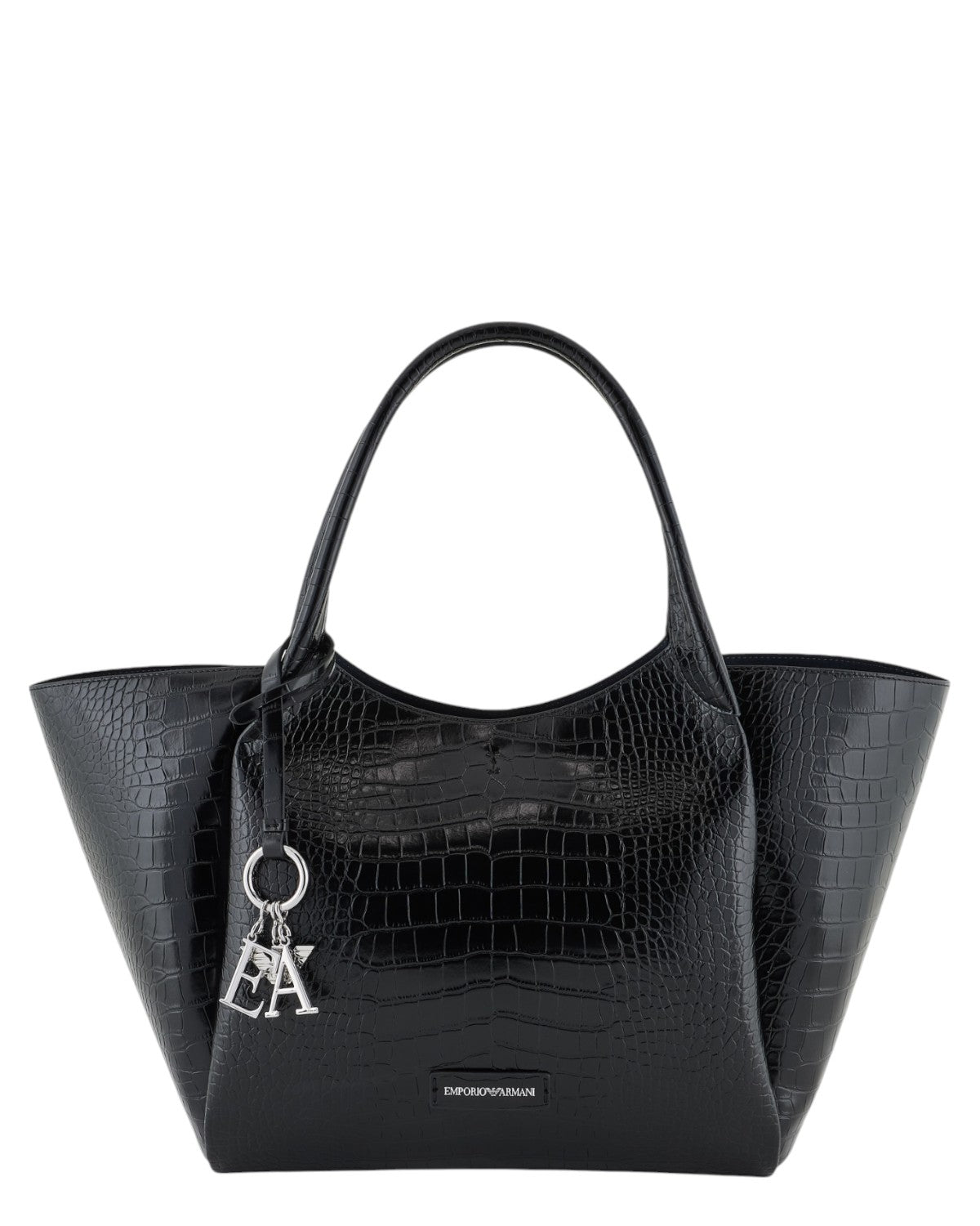 Maxi Shopper con Finish Stampa Cocco e Charm Logo-Borse a spalla-Emporio Armani-Vittorio Citro Boutique