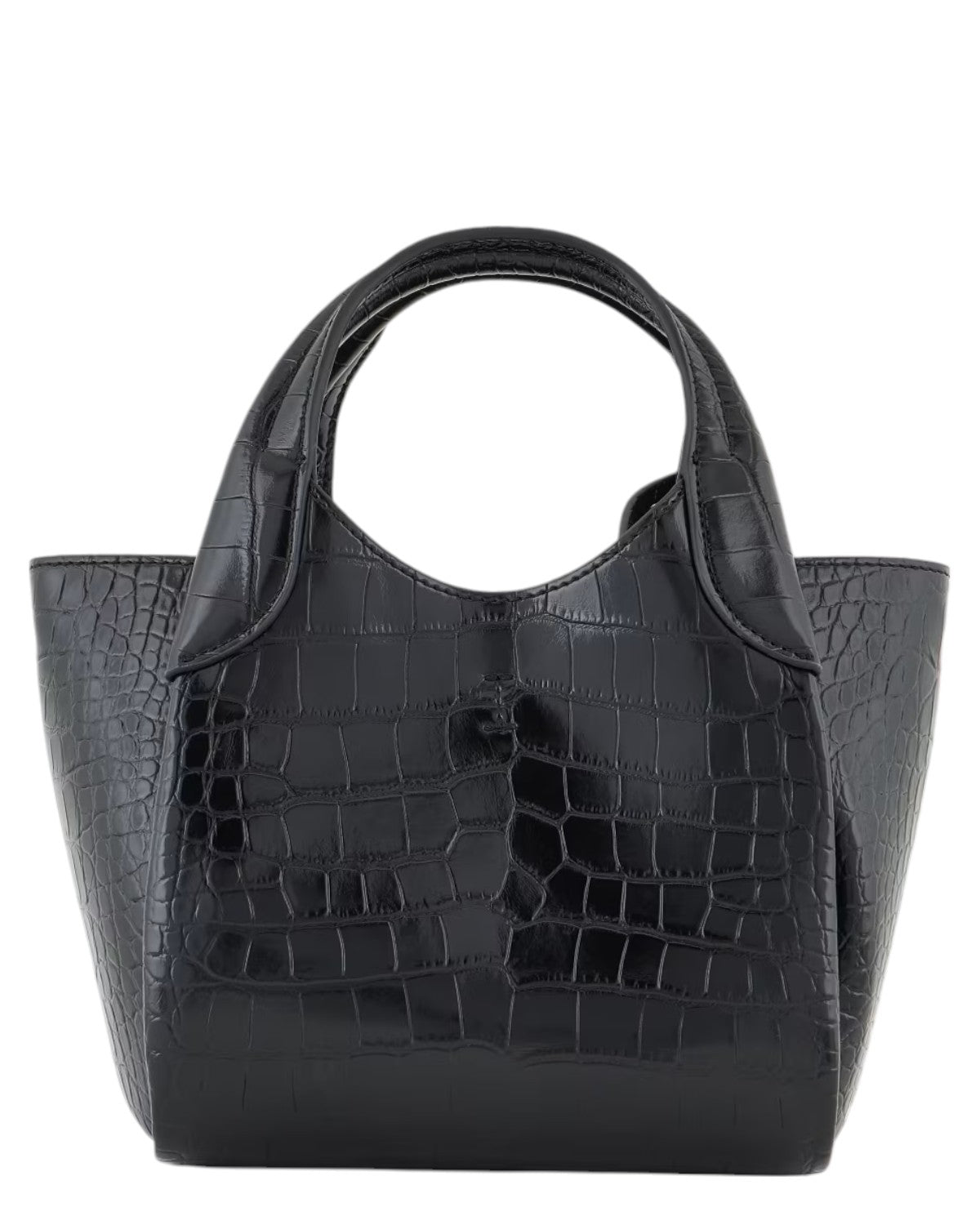 Shopper Piccola con Finish Stampa Cocco e Charm Logo-Emporio Armani-Borse a mano-Vittorio Citro Boutique