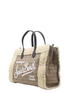 Borsa a mano colette con stampa Pied de poule e bordo in sherpa-Mc2 Saint Barth-Borse a mano-Vittorio Citro Boutique