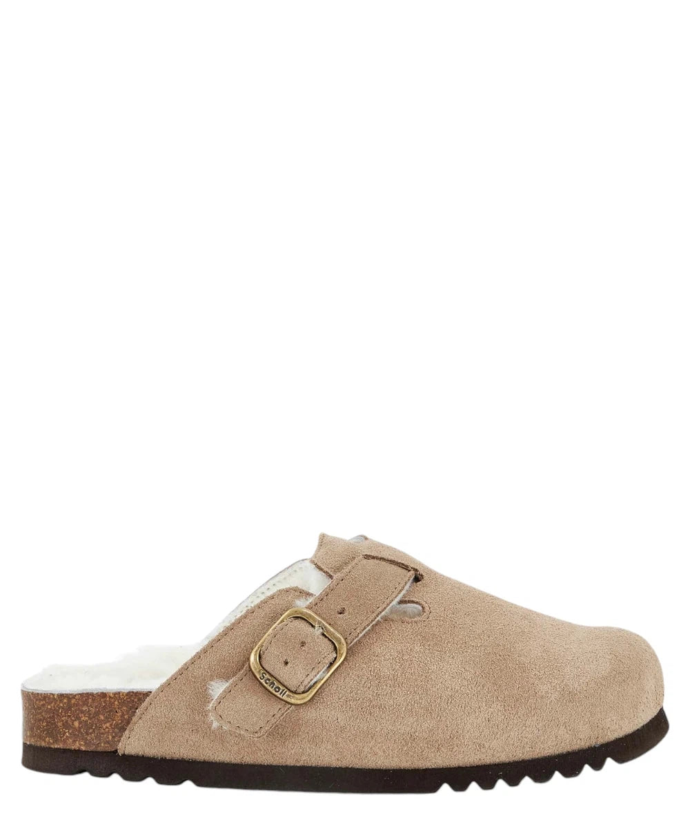 Zoccoli Dark Beige Fae New F in Pelle Scamosciata-SCHOLL-Ciabatte-Vittorio Citro Boutique