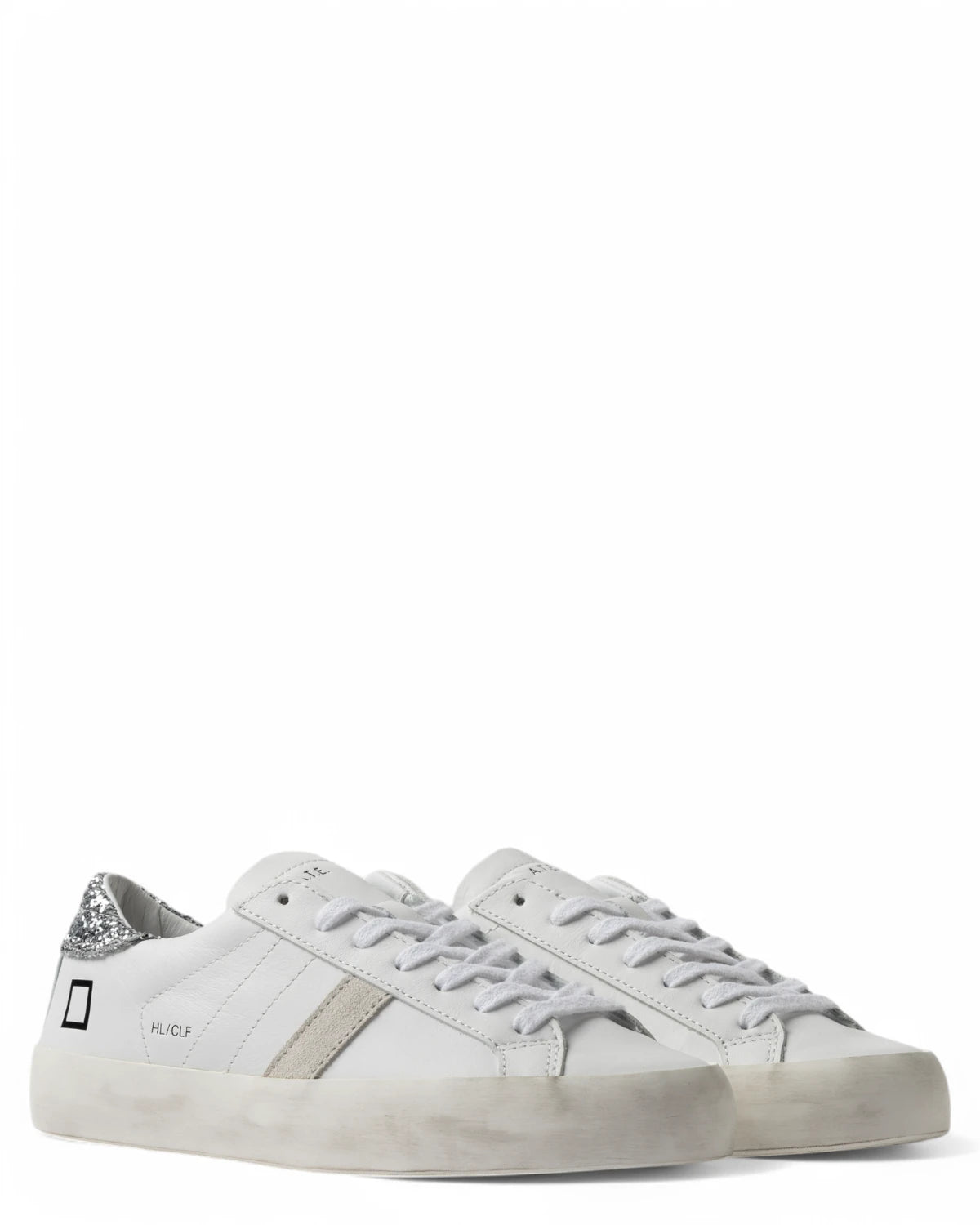 Sneakers Hill Low Calf White-Silver-D.A.T.E.-Sneakers-Vittorio Citro Boutique