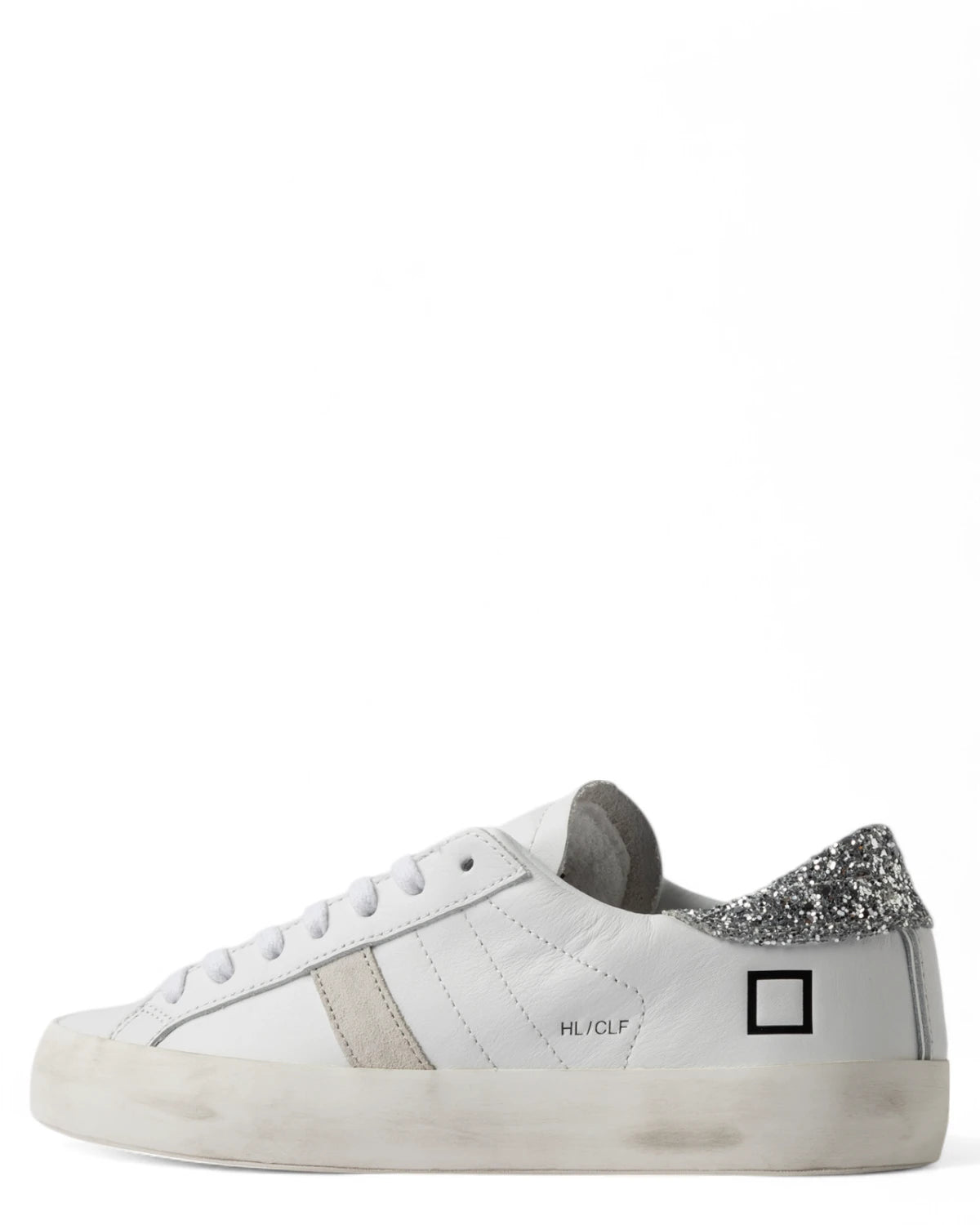 Sneakers Hill Low Calf White-Silver-D.A.T.E.-Sneakers-Vittorio Citro Boutique