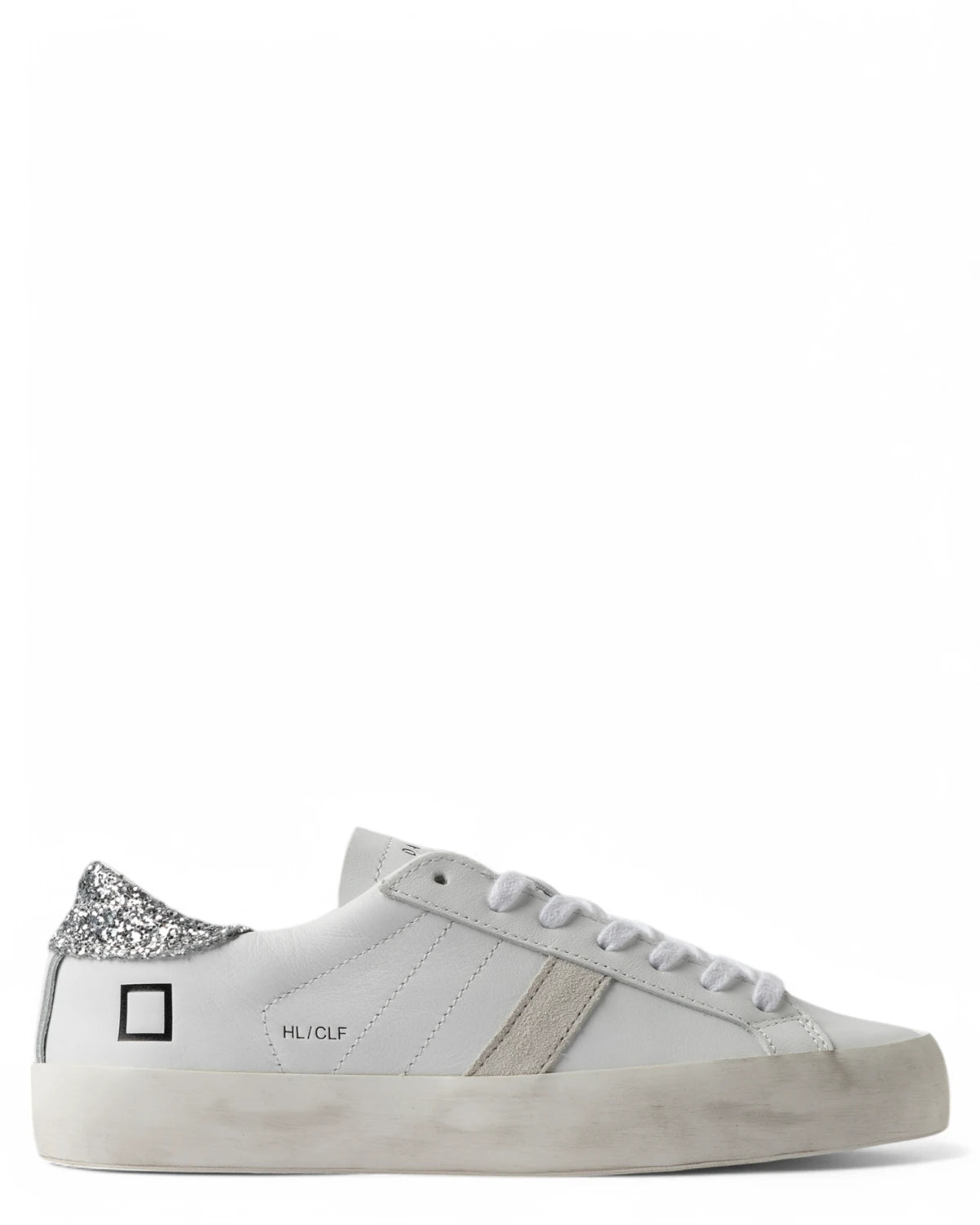 Sneakers Hill Low Calf White-Silver-D.A.T.E.-Sneakers-Vittorio Citro Boutique