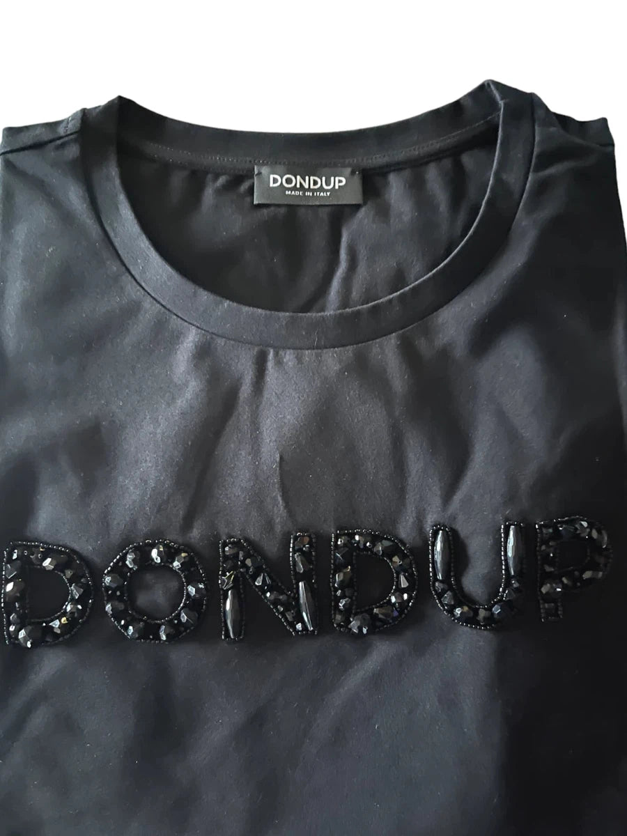 T-shirt Elegante con Logo e Perline Tono su Tono-T-shirt-Dondup-Vittorio Citro Boutique