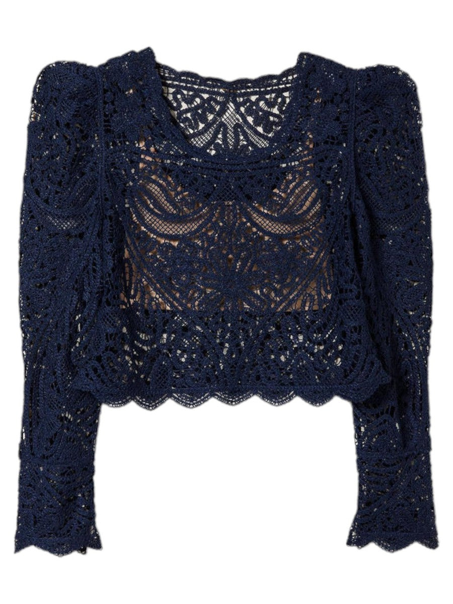 Maglia crochet effetto pizzo-Twinset-T-shirt-Vittorio Citro Boutique