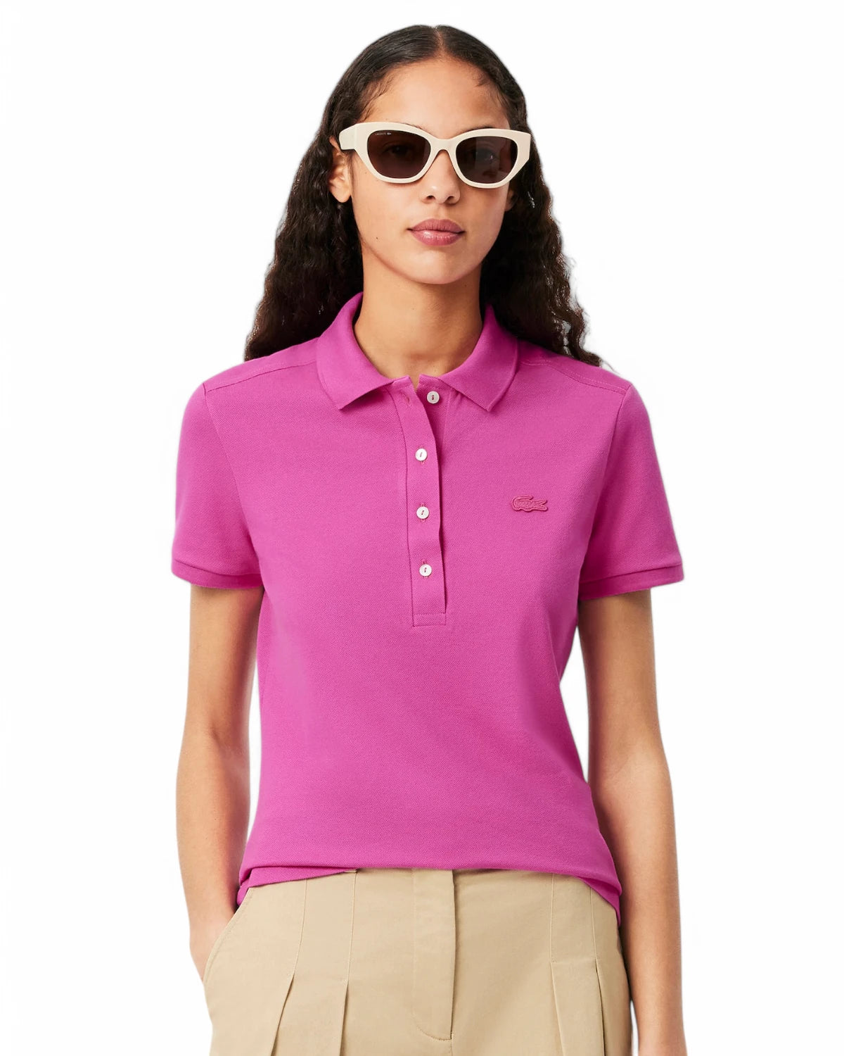 Polo da Donna Lacoste Slim Fit in Piqué di Cotone Stretch-LACOSTE-Polo-Vittorio Citro Boutique