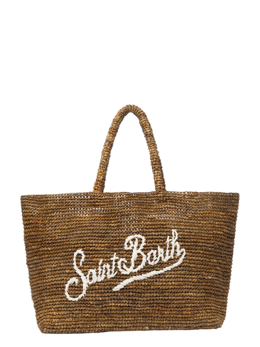 Borsa da spiaggia in rafia color cammello con custodia in cotone-Mc2 Saint Barth-Borse a spalla-Vittorio Citro Boutique