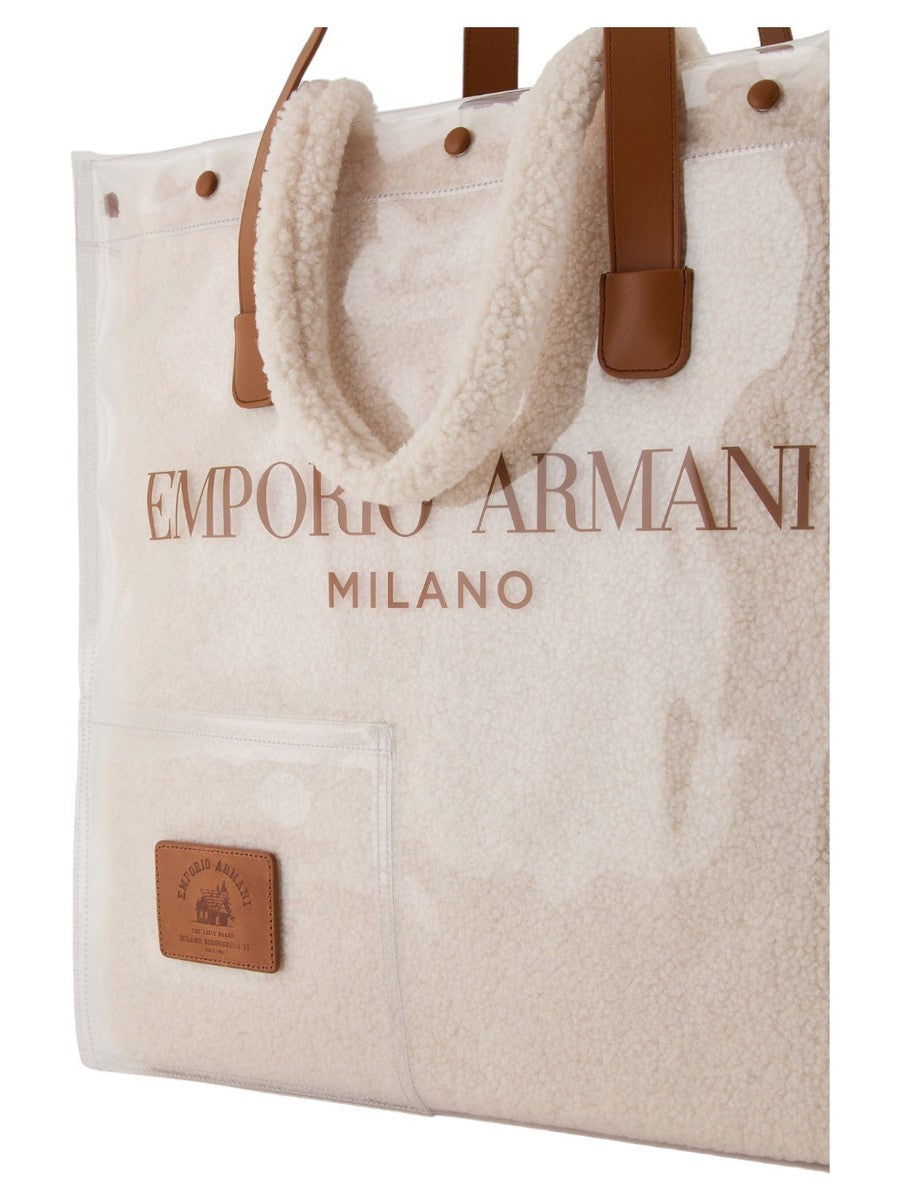 Shopper doppia in pvc e tessuto teddy Capsule Chalet-Emporio Armani-Borse a spalla-Vittorio Citro Boutique