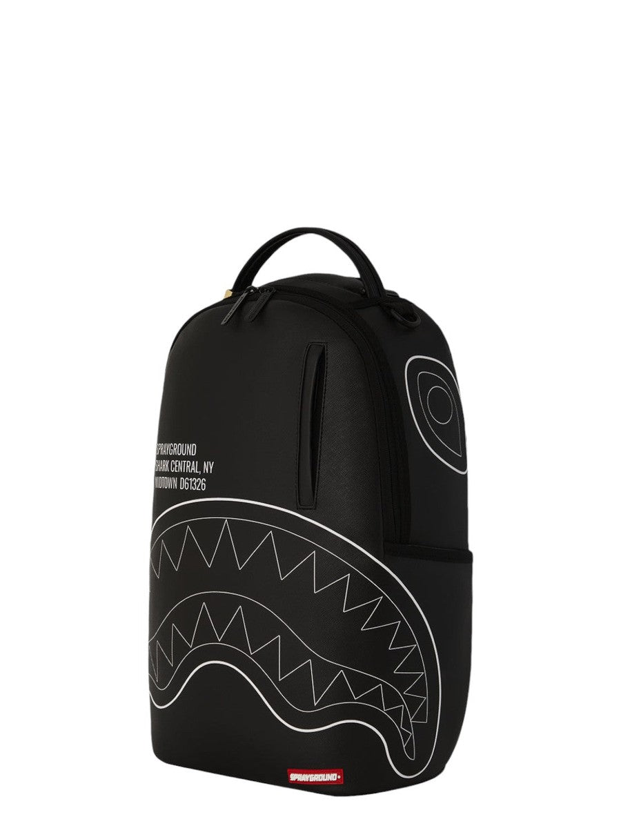 Zaino shark central solid black white line shark-Sprayground-Zaini-Vittorio Citro Boutique