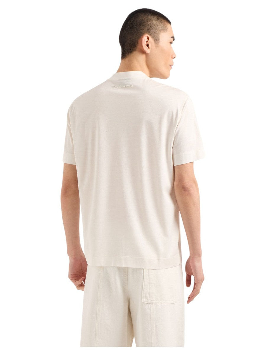 T-shirt in jersey misto lyocell con ricamo floreale-Emporio Armani-T-shirt-Vittorio Citro Boutique
