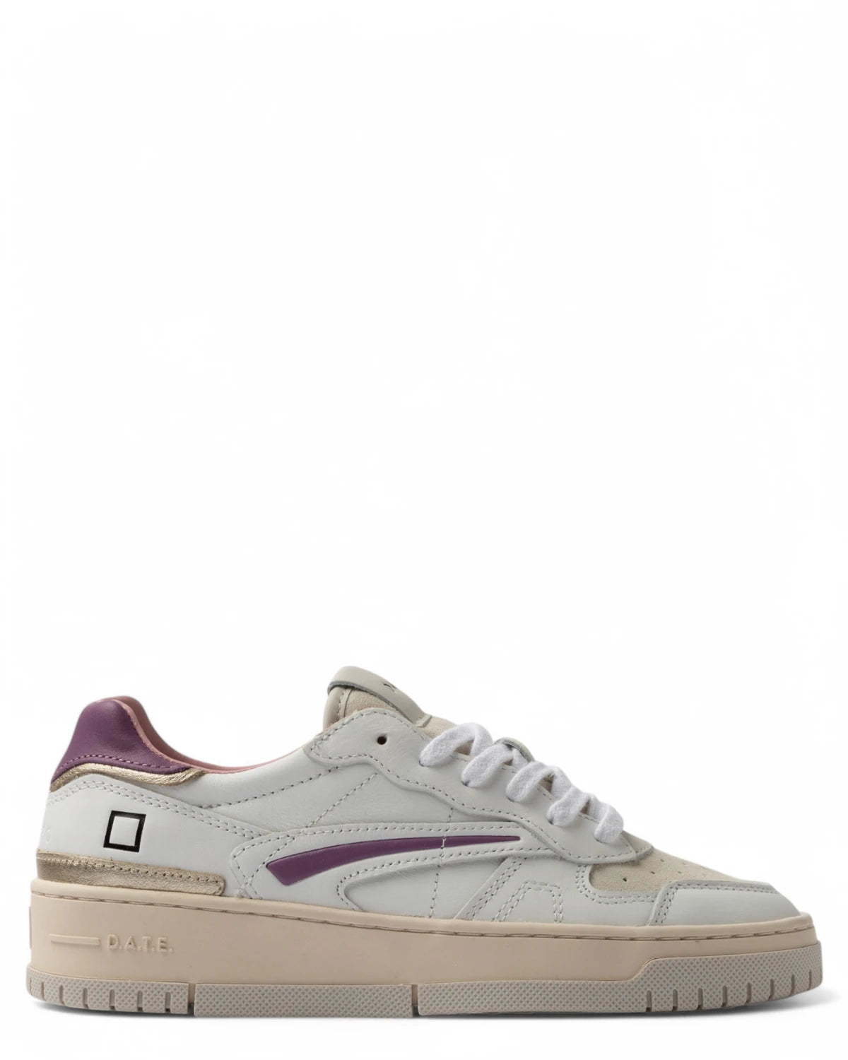 Sneakers Torneo Pure Calf White-Purple-D.A.T.E.-Sneakers-Vittorio Citro Boutique