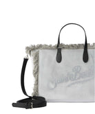 Borsa a Mano Colette in Velluto Grigio con Logo in Strass-Mc2 Saint Barth-Borse a mano-Vittorio Citro Boutique