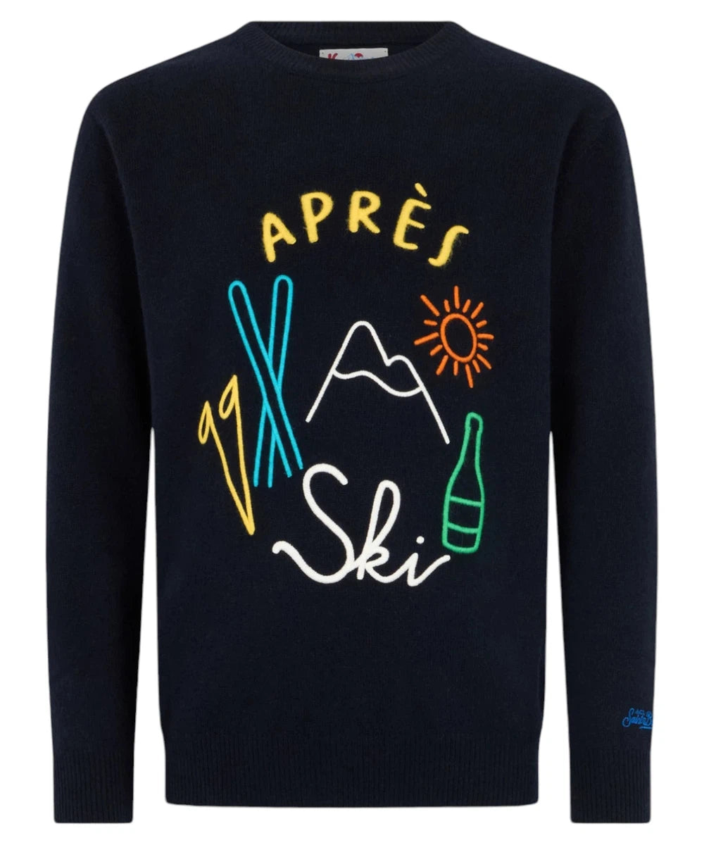 Maglione Heron Blu con Ricamo Apres Ski-Mc2 Saint Barth-Maglieria-Vittorio Citro Boutique