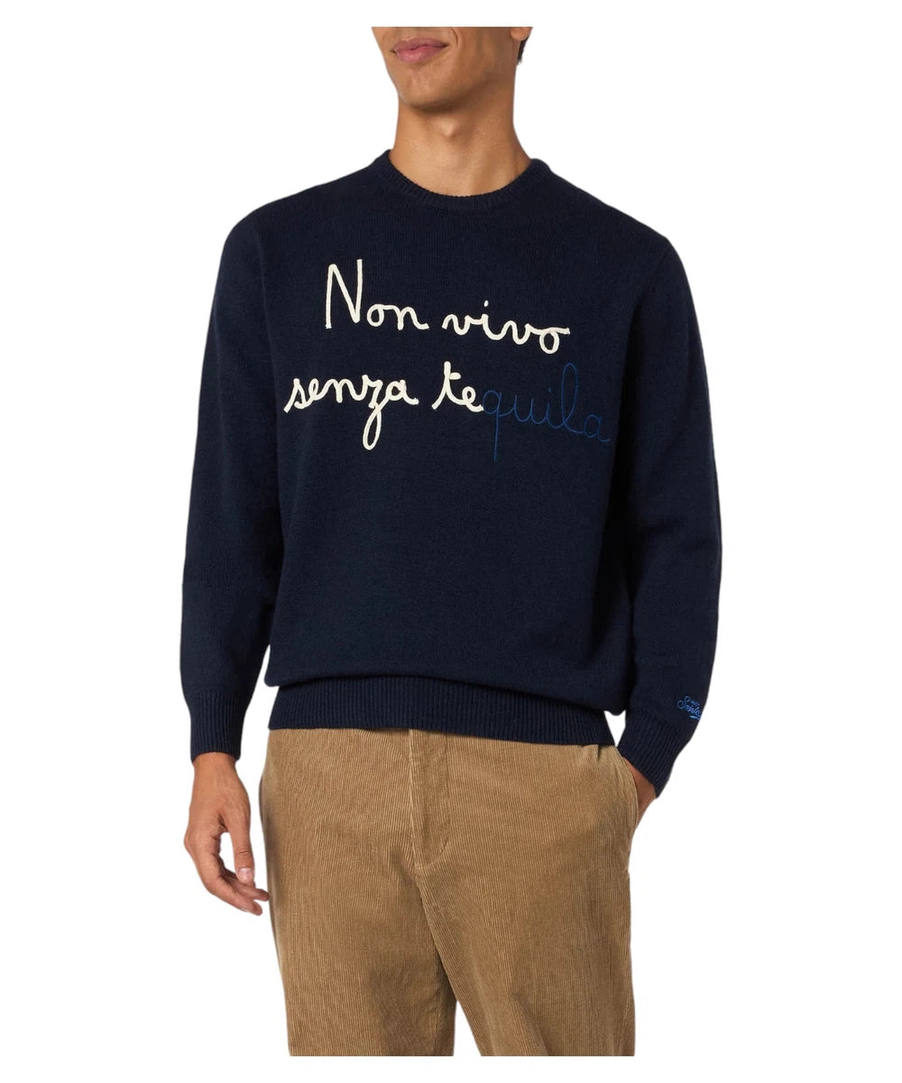 Maglione Heron con Ricamo "Non Vivo Senza Tequila"-Mc2 Saint Barth-Maglieria-Vittorio Citro Boutique