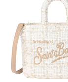 Borsa a Mano Mini Vanity in Lana con Motivo Tweed Bianco e Frange-Mc2 Saint Barth-Borse a mano-Vittorio Citro Boutique