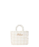 Borsa a Mano Mini Vanity in Lana con Motivo Tweed Bianco e Frange-Mc2 Saint Barth-Borse a mano-Vittorio Citro Boutique