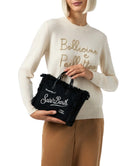 Borsa a Mano Mini Vanity in Maglia di Lana Nera con Frange-Mc2 Saint Barth-Borse a mano-Vittorio Citro Boutique