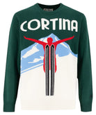 Maglia Girocollo Verde con Stampa Jacquard Cartolina Cortina-Mc2 Saint Barth-Maglieria-Vittorio Citro Boutique