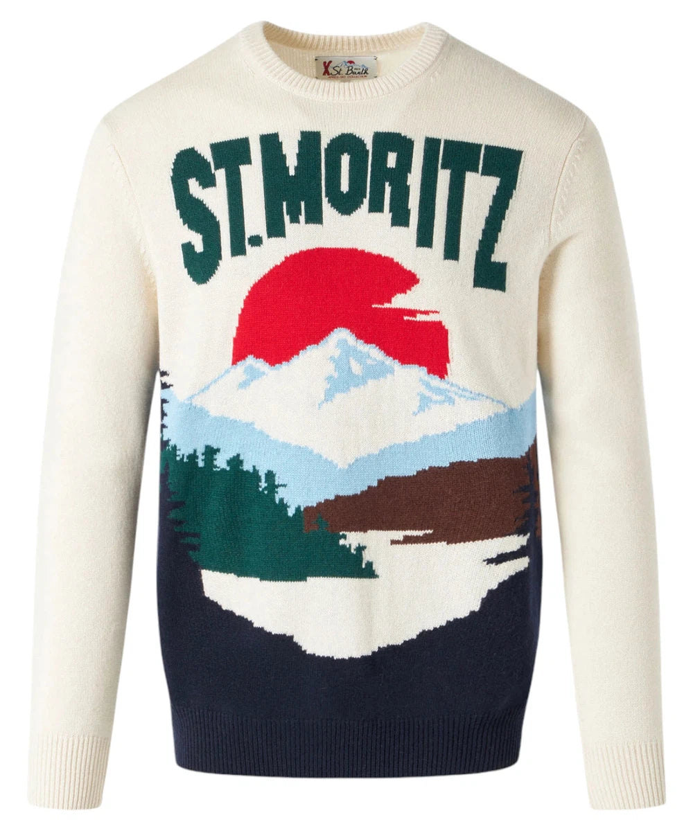 Maglia con Stampa Cartoline di St. Moritz-Maglieria-Mc2 Saint Barth-Vittorio Citro Boutique