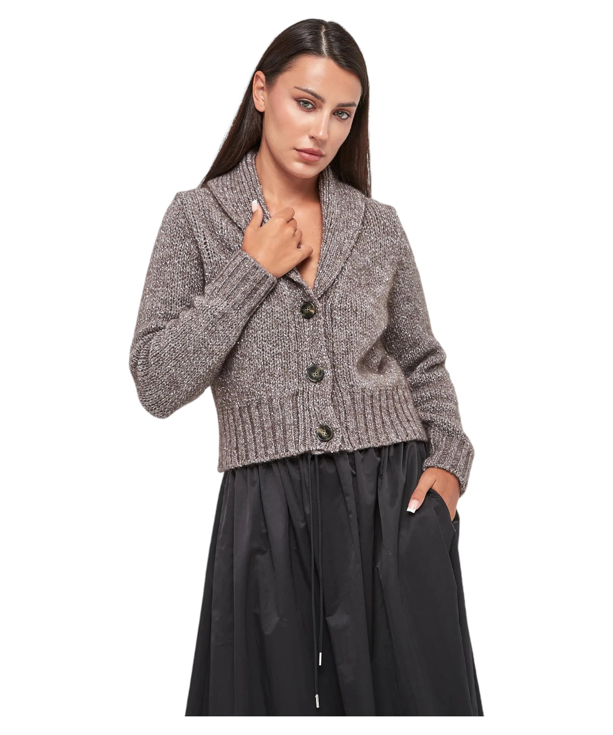 Cardigan Dumbo in Mohair con Paillettes e Collo a Scialle-Marella-Maglieria-Vittorio Citro Boutique